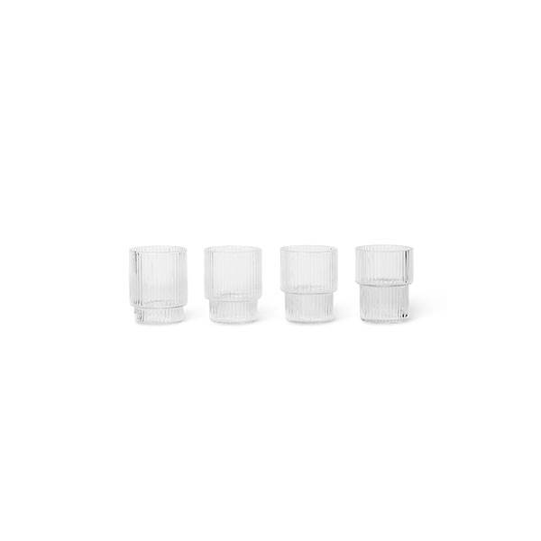 Se Ferm Living Ripple Small Glasses - Set of 4 - Clear hos Erling Christensen Møbler