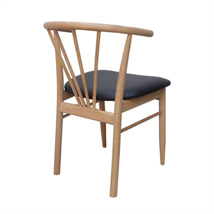 Spisebordsstol - Model LISA - hvidolieret eg med sort lædersæde