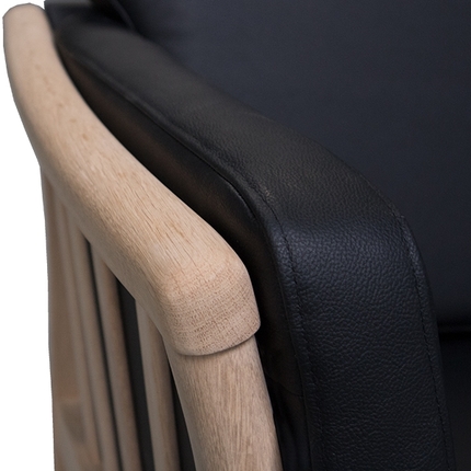 Denver sofasæt 3+2 - sort læder - lakeret bøg 