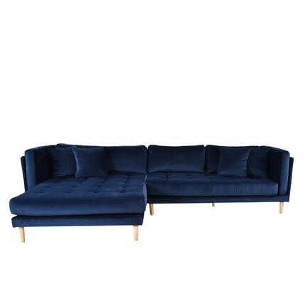 Tampa sofa med chaiselong - L 295 cm - Blå velour - venstrevendt 