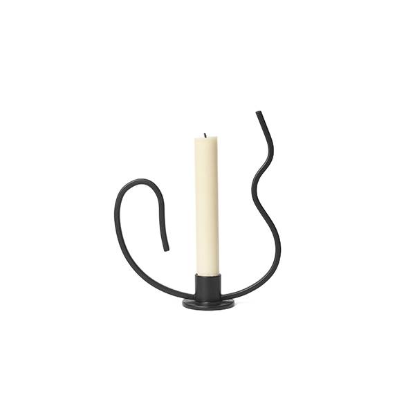 Ferm Living Valse candle holder, low - Black