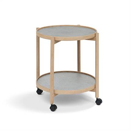 Thomsen Furniture James bakkebord - Eg/Stenlook mørk grå/Granit grå sten Ø50 cm