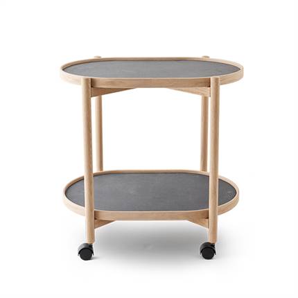 Thomsen Furniture James ovalt bakkebord - Eg/Stenlook mørk grå/Granit grå sten
