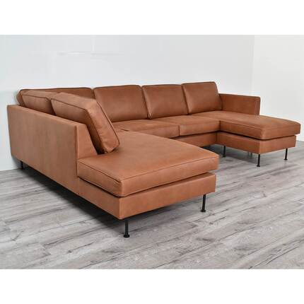 Thy sofa m. chaiselong og open-end - 305 x 210 cm. - Kentucky brun - flere varianter