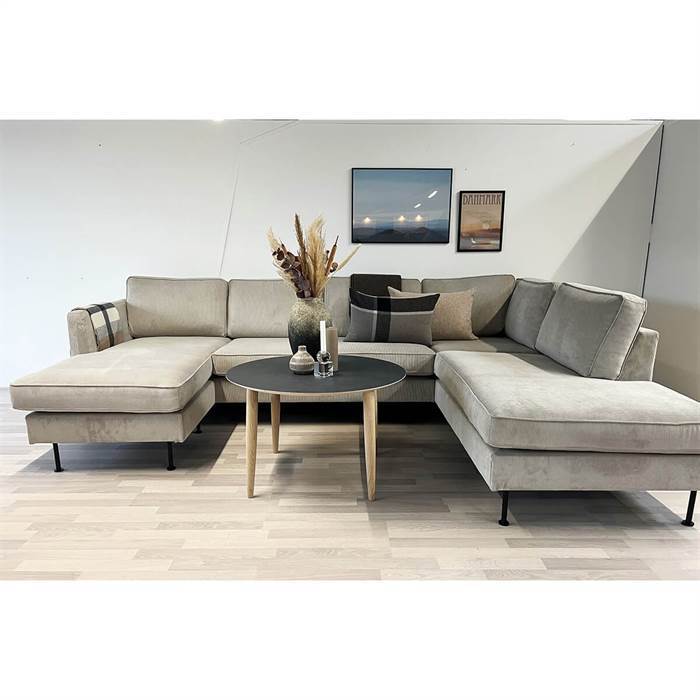Billede af Thy sofa m. chaiselong og open-end - 305 x 210 cm. - beige fløjl - flere varianter