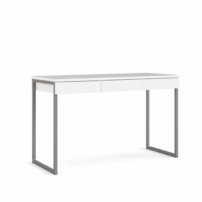Se Tvilum Function Plus skrivebord - 125,8 cm - hvid / metal hos Erling Christensen Møbler
