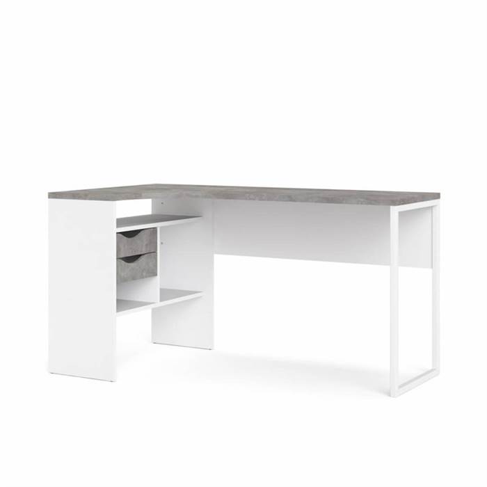 Tvilum Function Plus hjørneskrivebord - 145 cm - Hvid / Oxid beton