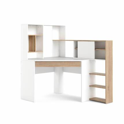Tvilum Function Plus skrivebord - 138 x 101 cm - Hvid & eg