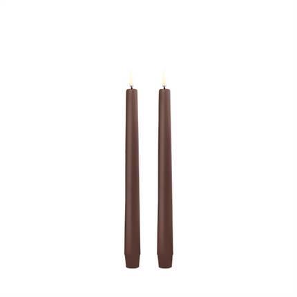 Uyuni Lighting LED Taper kronelys, H25 cm, smooth, 2 pak - Brown