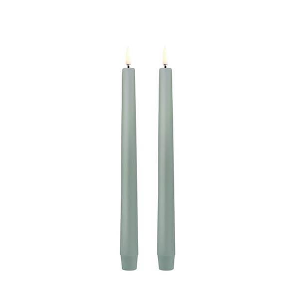 Uyuni Lighting LED Taper kronelys, H25 cm, smooth, 2 pak - Dusty green