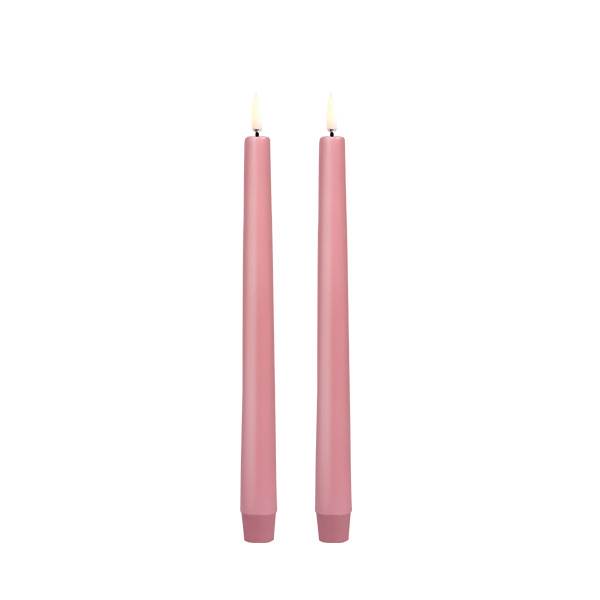 Uyuni Lighting LED Taper kronelys, H25 cm, smooth, 2 pak - Dusty rose