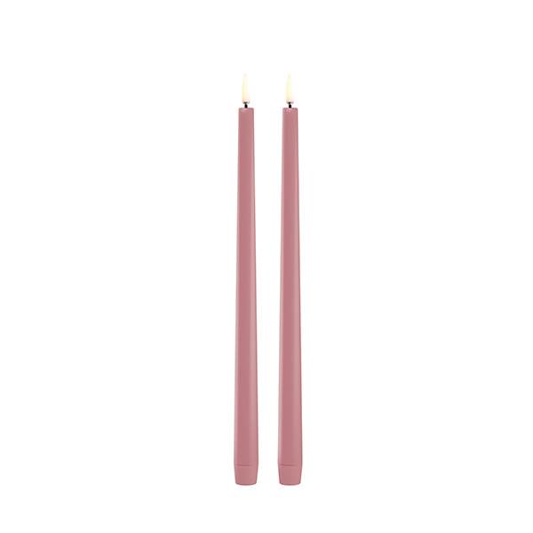 Uyuni Lighting LED Taper kronelys, H32 cm, smooth, 2 pak - Dusty rose