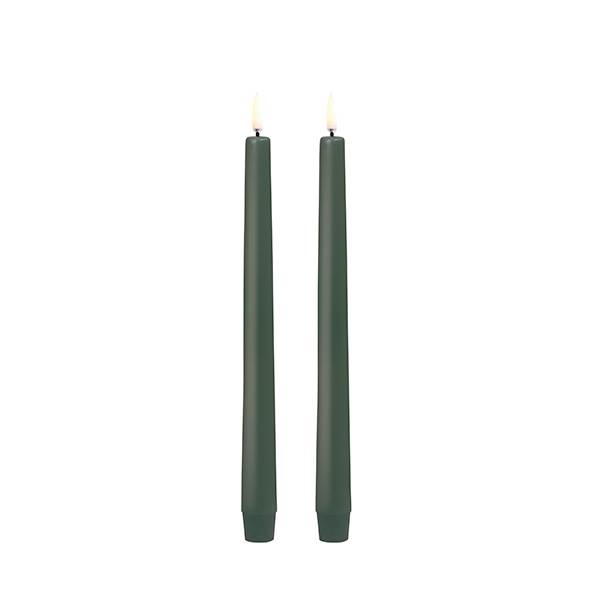 Uyuni Lighting LED Taper kronelys, H25 cm, smooth, 2 pak - Olive green