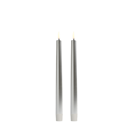 Uyuni Lighting LED Taper kronelys, H25 cm, smooth, 2 pak - Silver