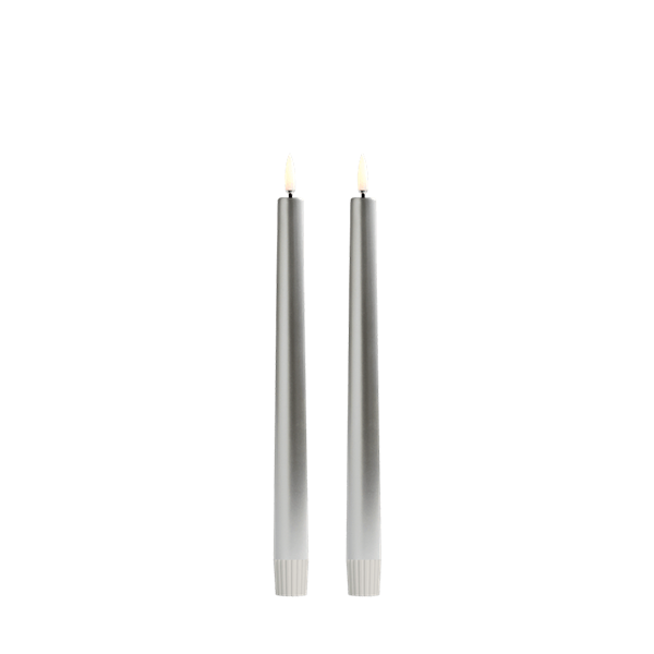 Uyuni Lighting LED Taper kronelys, H25 cm, smooth, 2 pak - Silver : Erling Christensen Møbler