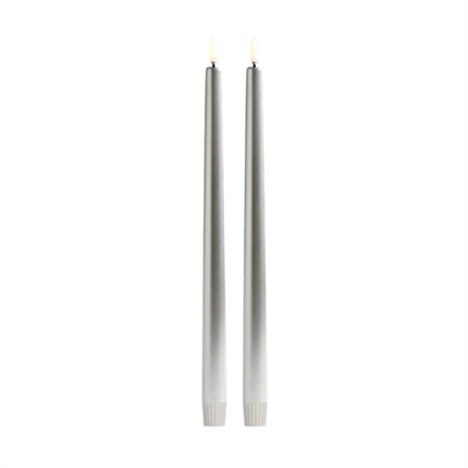 Uyuni Lighting LED Taper kronelys, H32 cm, smooth, 2 pak - Silver