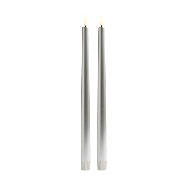 Uyuni Lighting LED Taper kronelys, H32 cm, smooth, 2 pak - Silver : Erling Christensen Møbler