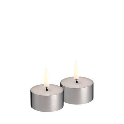 Uyuni Lighting LED fyrfadslys - Ø4,1 cm, 2 stk - Metal Silver