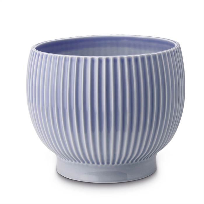 Knabstrup keramik urtepotteskjuler riller - Ø:16,5 cm - Lavendelblå