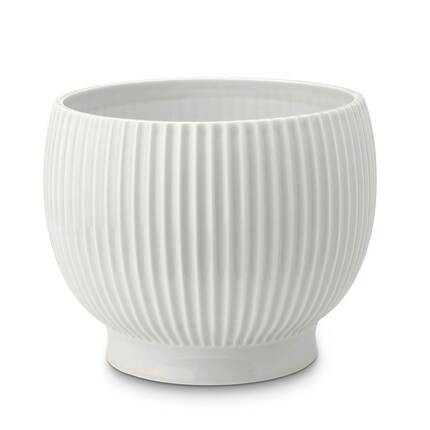 Knabstrup keramik urtepotteskjuler riller - Ø:16,5 cm - Hvid