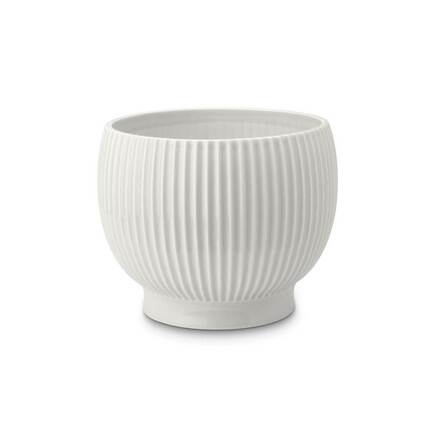 Knabstrup keramik urtepotteskjuler riller - Ø:14,5 cm - Hvid