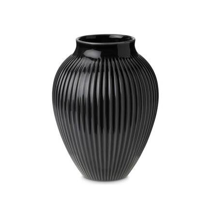  Knabstrup Keramik - vase med riller - Sort - 20 cm