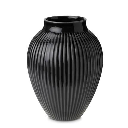  Knabstrup Keramik - vase med riller - Sort - 27 cm