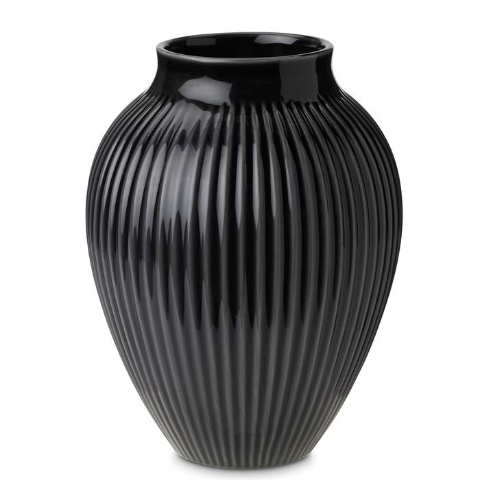  Knabstrup Keramik - vase med riller - Sort - 35 cm