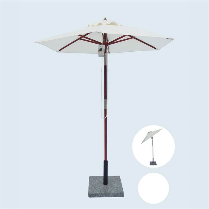 Billede af Venedig parasol - 1,8 meter - natur inkl. gråt parasol cover