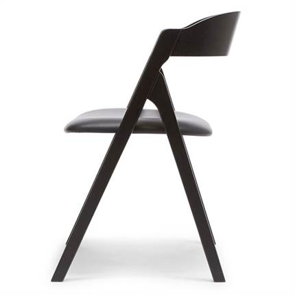 Wood Zone Dece spisebordsstol - massiv sortbejdset eg m. lædersæde