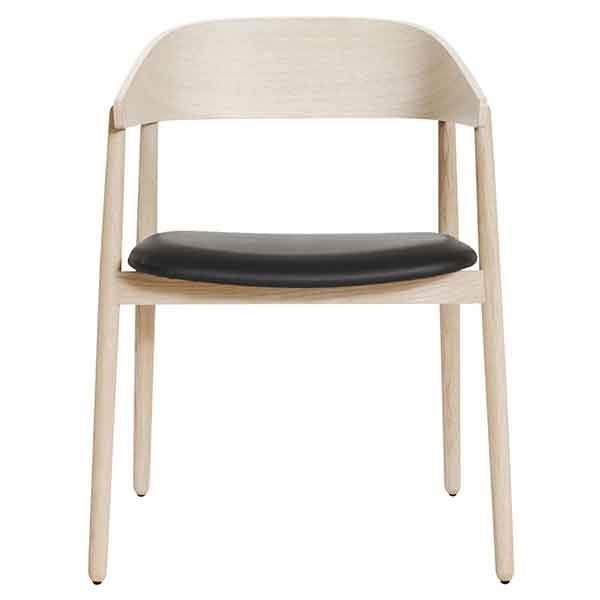 Billede af Andersen Furniture AC2 spisebordsstol i eg, hvid-pigmenteret mat lak og læder polstring