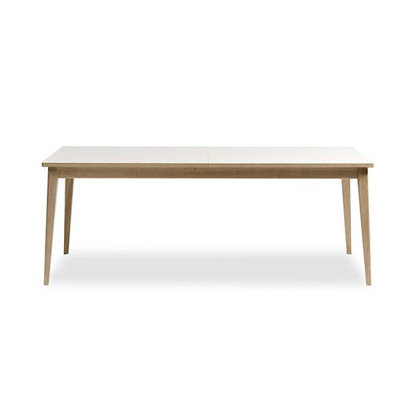 Andersen Furniture T3 spisebord m. synkronudtræk - hvid laminat - hvidolieret eg