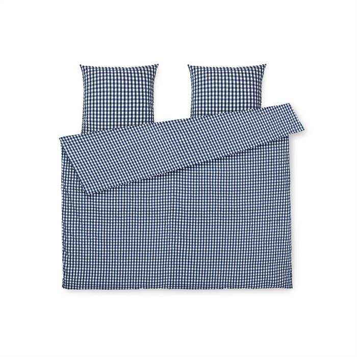 Køb Juna Bæk og Bølge sengetøj – Mørk blå / Hvid – 200 x 220 cm