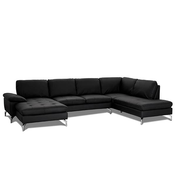 8: Bolette U-sofa - Sort læder - Venstrevendt