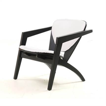 Wegner Butterfly GE460 stol - Udstillingsmodel - Sortbejdset eg - Hvid læder