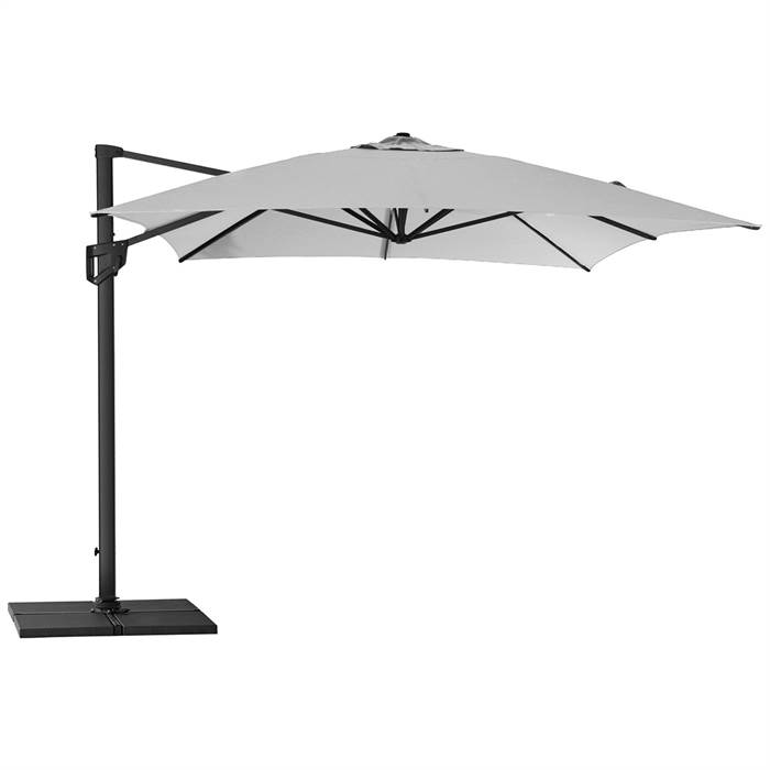 Cane-Line Hyde Luxe parasol inkl. fod - 3x4 m. - Aluminium med lysegrå dug