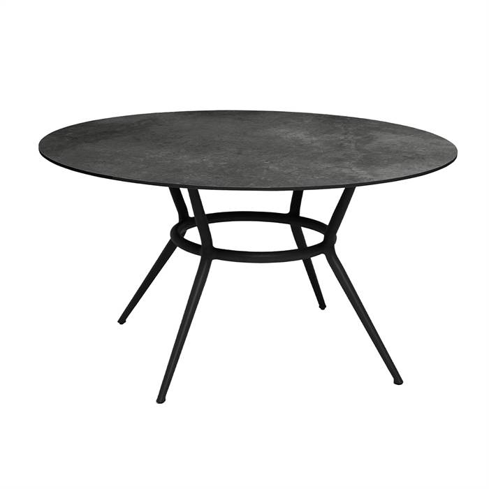 Cane-Line Joy spisebord - Rundt - Ø144 - Stel: Lavagrå - Bordplade: Mørk grå