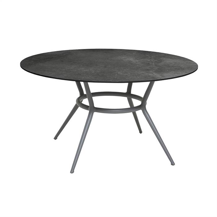 Cane-Line Joy spisebord - Rundt - Ø144 - Stel: Lysegrå - Bordplade: Mørk grå