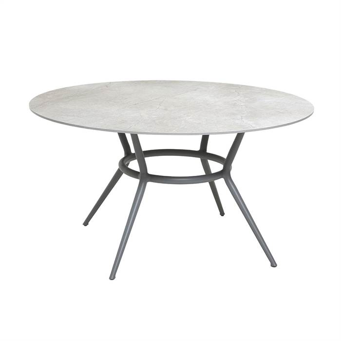 Billede af Cane-line Joy spisebord - Rundt - Ø:144 cm - Stel: Lysegrå - Bordplade: Fossil grå