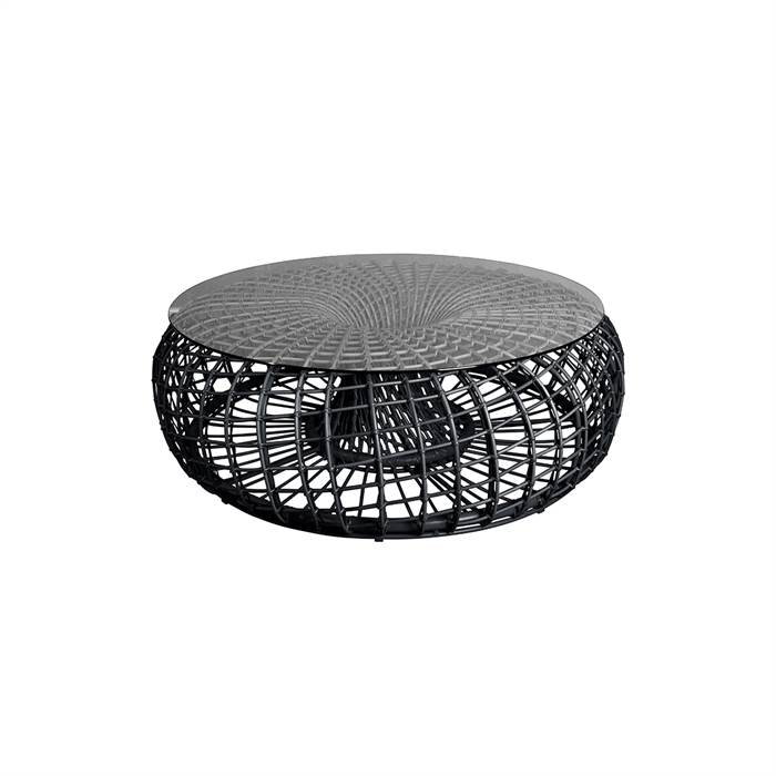 Cane-Line Nest fodskammel / sofabord - Lavagrå - Stor - inkl. glasplade