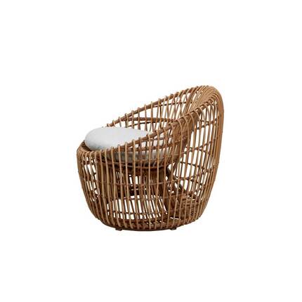 Cane-line Nest Round stol - Natur med grå hynde