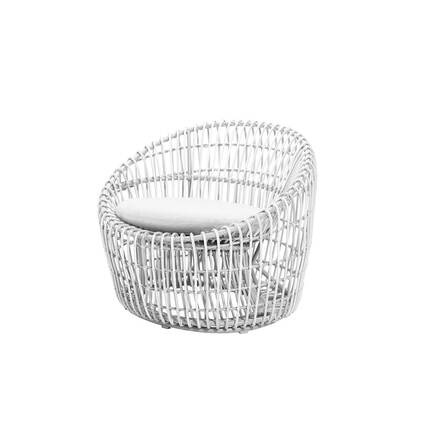 Cane-line Nest Round stol - Hvid med hvid hynde