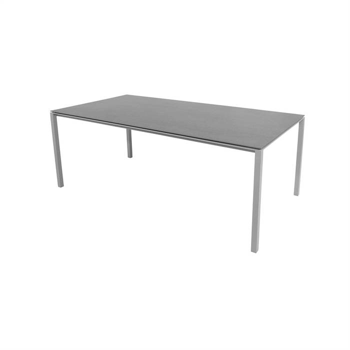 Cane-Line Pure havebord - 200x100 cm - Stel i lysegrå - bordplade i basalt grå