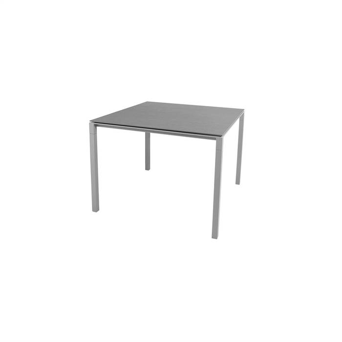 Billede af Cane-Line Pure havebord - 100x100 cm - Basalt grå bordplade, stel: lysegrå