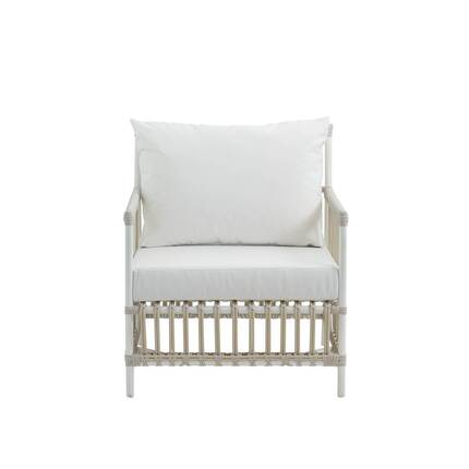Sika Design Caroline lænestol - Exterior - Dove White inkl. sæde- og ryghynde i B456 Taupe