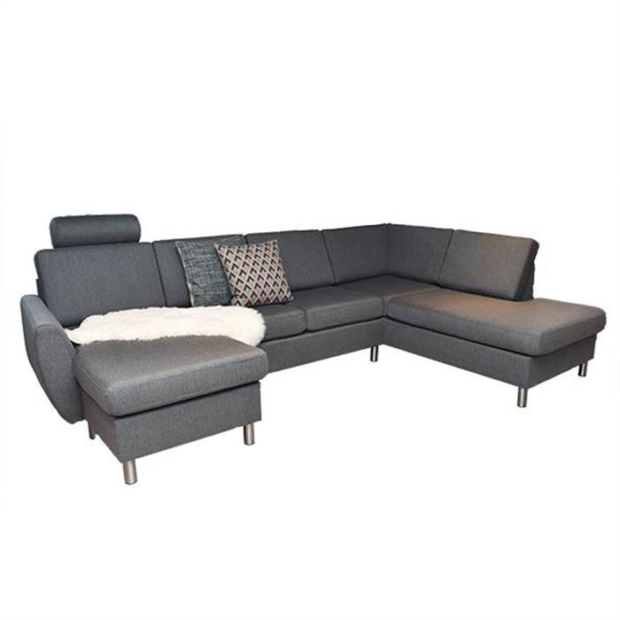 Køb Celina u-sofa i antracitgrå – Venstrevendt – Stålben