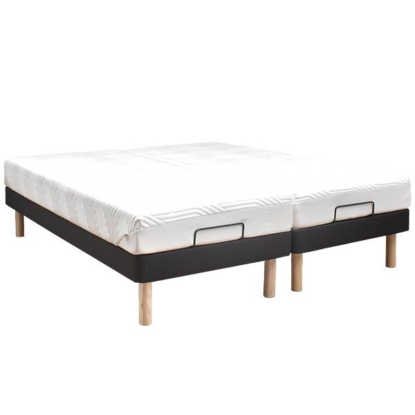 Køb Elevationsseng med Prima Original, grå sengebunde og stålben – 180x200cm