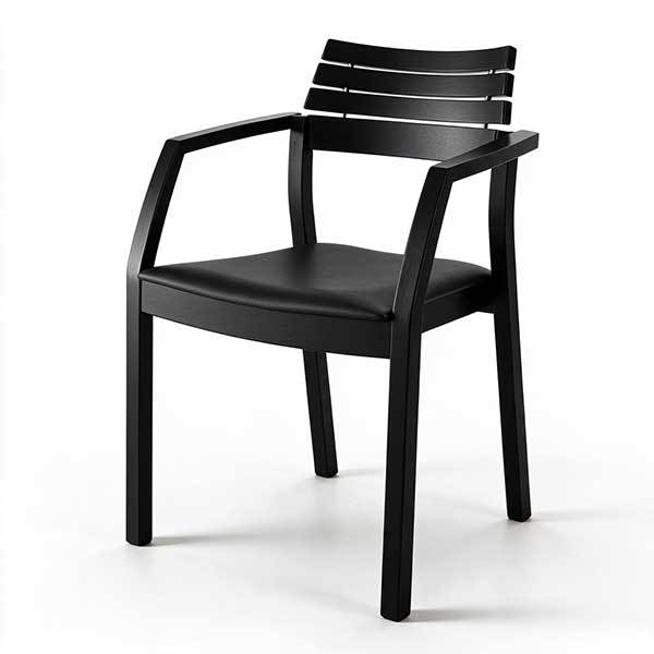 Findahl by Hammel Icon spisebordsstol - Sortmalet Bøg - sort læder : Erling Christensen Møbler