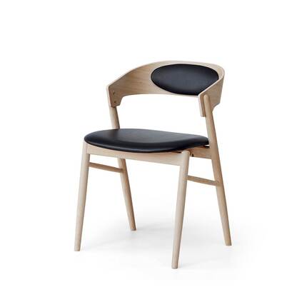 Findahls Springer spisebordsstol - Eg sæbe med sort læder på ryg og sæde