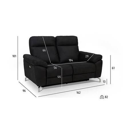Selesta sofasæt i sort stof - 2 + 3 pers. 